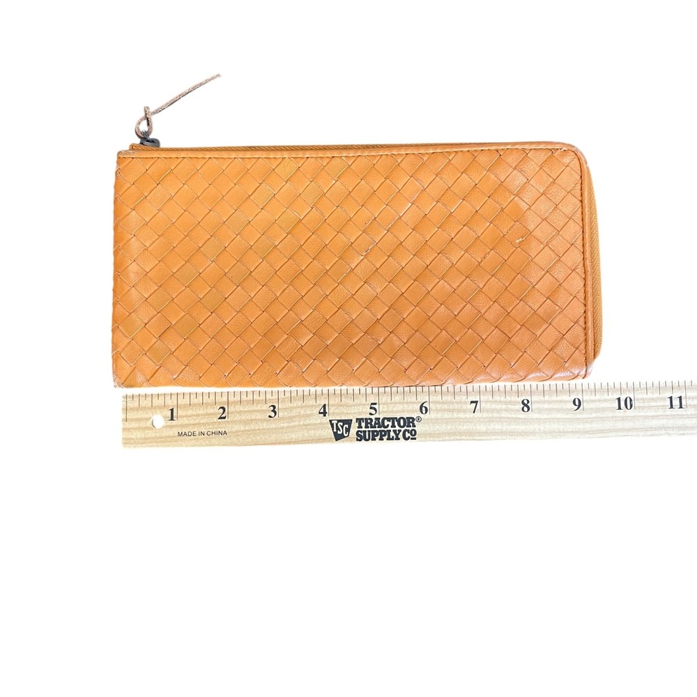 Bottega Veneta Intrecciato Weave Zip Around Leather Wallet Orange 203808 VH0G1 - Picture 3 of 13